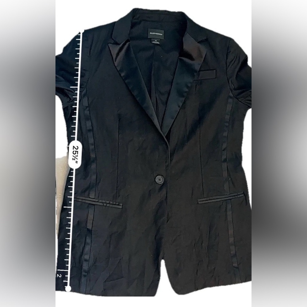 Club Monaco Blazer Womens Size 12 Black Wool Accent Darts Collar Single Button - Picture 15 of 16